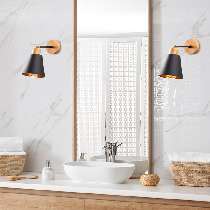 Opviq Manavgat - N-610 Lámpara de pared Negro y Roble